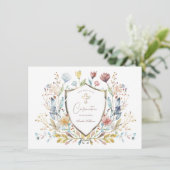 Elegante Waterverf Floral Crest bevestiging Kaart (Staand voorkant)