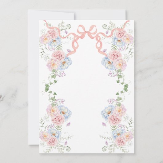 Elegante Waterverf Floral Crest Monogram Huwelijk Kaart (Achterkant)