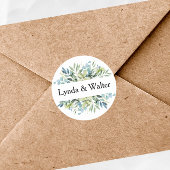 Elegante Waterverf Floral Custom Bruiloft Ronde Sticker