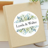 Elegante Waterverf Floral Custom Bruiloft Ronde Sticker