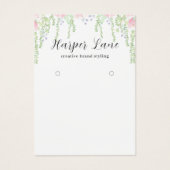 Elegante Waterverf Floral Custom Oorbel Display Visitekaartje (Voorkant)