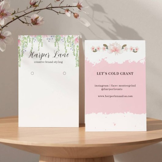 Elegante Waterverf Floral Custom Oorbel Display Visitekaartje
