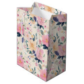 Elegante Waterverf Floral Design Roze Medium Cadeauzakje (Achterkant Gekanteld)
