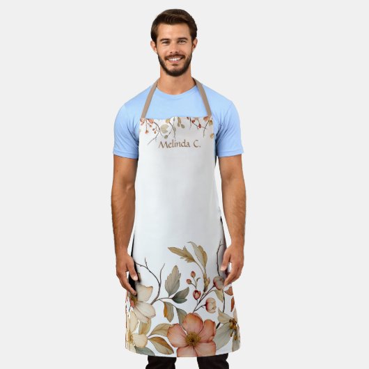 Elegante  Waterverf Floral Design Schort (Gedragen)