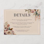 Elegante Waterverf Floral Fall bruiloft details Informatiekaartje (Voorkant)