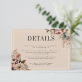 Elegante Waterverf Floral Fall bruiloft details Informatiekaartje (Staand voorkant)