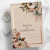 Elegante Waterverf Floral Fall Bruiloft Folie Uitnodiging