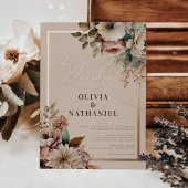 Elegante Waterverf Floral Fall Bruiloft Folie Uitnodiging