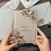 Elegante Waterverf Floral Fall Bruiloft Folie Uitnodiging