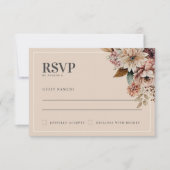 Elegante Waterverf Floral Fall Wedding RSVP-kaart RSVP Kaartje (Voorkant)