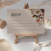 Elegante Waterverf Floral Fall Wedding RSVP-kaart