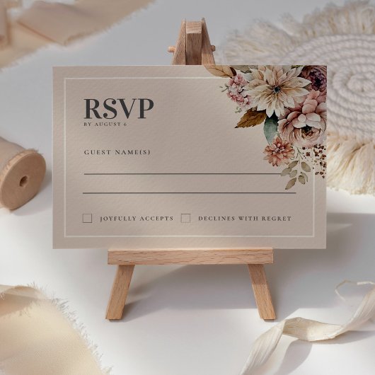 Elegante Waterverf Floral Fall Wedding RSVP-kaart RSVP Kaartje