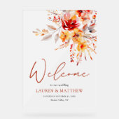 Elegante Waterverf Floral Fall Wedding Welkom Acryl Bord (Voorkant)