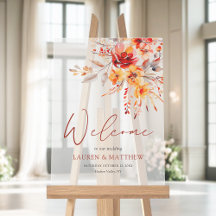 Elegante Waterverf Floral Fall Wedding Welkom