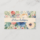 Elegante Waterverf Floral Feminine Visitekaartje (Voorkant)