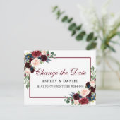 Elegante Waterverf Floral Gold Verander de datum Briefkaart (Staand voorkant)