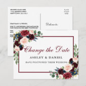 Elegante Waterverf Floral Gold Verander de datum Briefkaart (Voorkant / Achterkant)