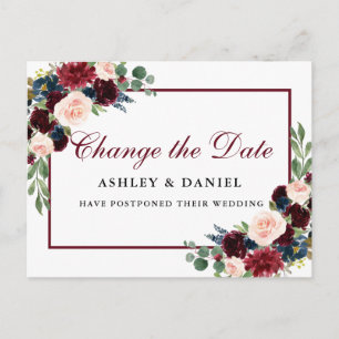 Elegante Waterverf Floral Gold Verander de datum Briefkaart