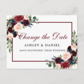 Elegante Waterverf Floral Gold Verander de datum Briefkaart (Voorkant)