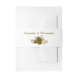 Elegante Waterverf Floral Gold & Yellow Wedding Uitnodigingen Wikkel