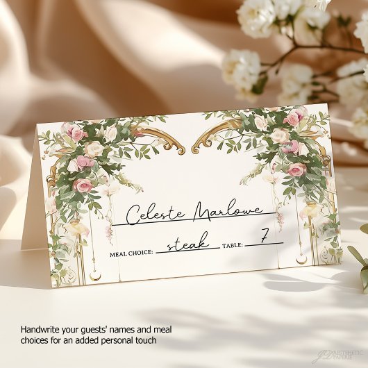 Elegante Waterverf Floral Goud Gevouwen Plaatskaartje
