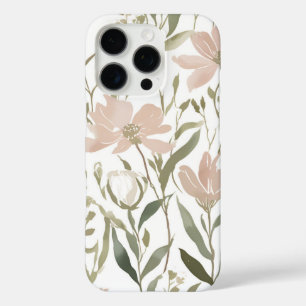 Elegante Waterverf Floral Green en Blush Pink iPhone 16 Pro Hoesje