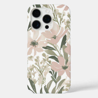 Elegante Waterverf Floral Green en Blush Pink iPhone 16 Pro Hoesje