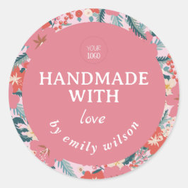 Elegante Waterverf Floral Handgemaakte Verpakking Ronde Sticker