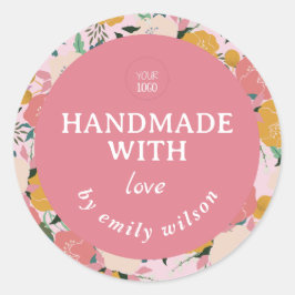 Elegante Waterverf Floral Handgemaakte Verpakking Ronde Sticker