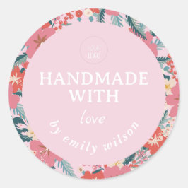 Elegante Waterverf Floral Handgemaakte Verpakking Ronde Sticker