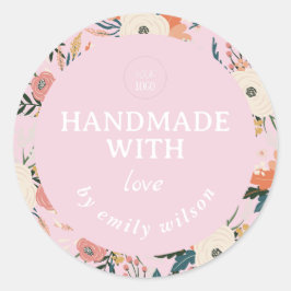 Elegante Waterverf Floral Handgemaakte Verpakking Ronde Sticker
