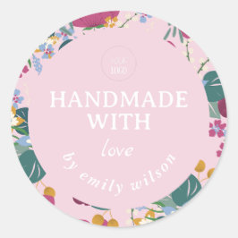Elegante Waterverf Floral Handgemaakte Verpakking Ronde Sticker