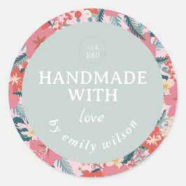 Elegante Waterverf Floral Handgemaakte Verpakking Ronde Sticker