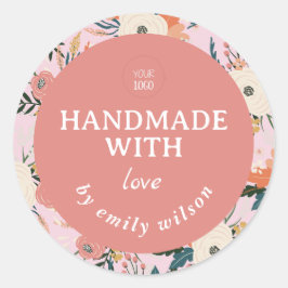 Elegante Waterverf Floral Handgemaakte Verpakking Ronde Sticker