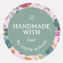 Elegante Waterverf Floral Handgemaakte Verpakking Ronde Sticker