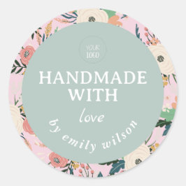 Elegante Waterverf Floral Handgemaakte Verpakking Ronde Sticker