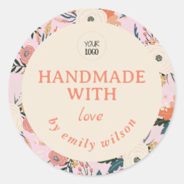 Elegante Waterverf Floral Handgemaakte Verpakking Ronde Sticker