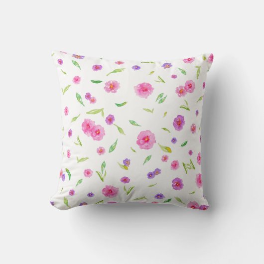 Elegante Waterverf Floral – handgeschilderd design Kussen (Voorkant)