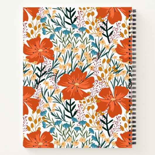 Elegante waterverf floral l Oranje motief Notitieboek (Achterkant)