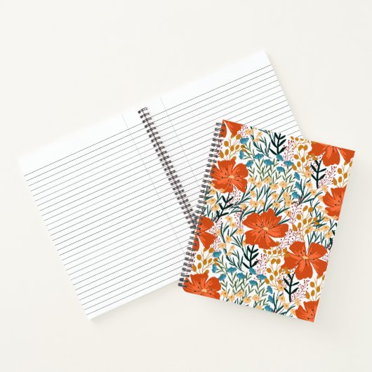 Elegante waterverf floral l Oranje motief Notitieboek (Binnen)