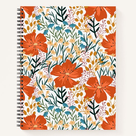 Elegante waterverf floral l Oranje motief Notitieboek (Voorkant)