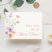 Elegante Waterverf Floral Maid of Honor Voorstel Kaart