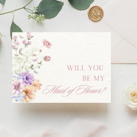 Elegante Waterverf Floral Maid of Honor Voorstel Kaart