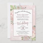 Elegante Waterverf Floral Mauve Pink Boho Bruiloft Kaart (Voorkant)