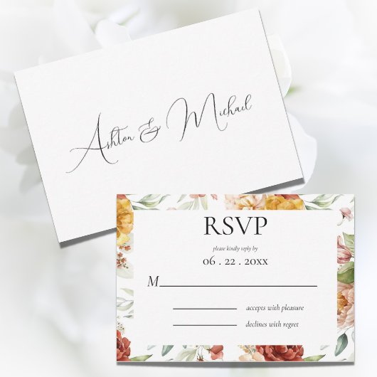 Elegante Waterverf Floral Modern RSVP Kaartje