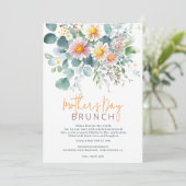 Elegante Waterverf Floral Moederdag Brunch Kaart (Staand voorkant)