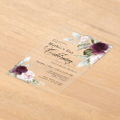 Elegante Waterverf Floral Moederdag Celebration Acryl Uitnodigingen (Laagn)