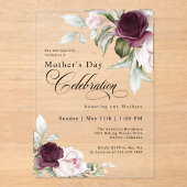 Elegante Waterverf Floral Moederdag Celebration Acryl Uitnodigingen (Voorkant)