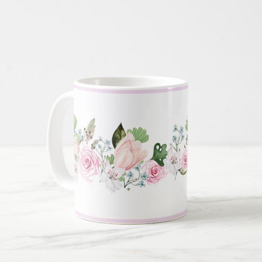 Elegante Waterverf Floral Mok (Voorkant links)