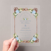 Elegante Waterverf Floral Nautische bruiloft Acryl Uitnodigingen (Insitu (Draagbaar))